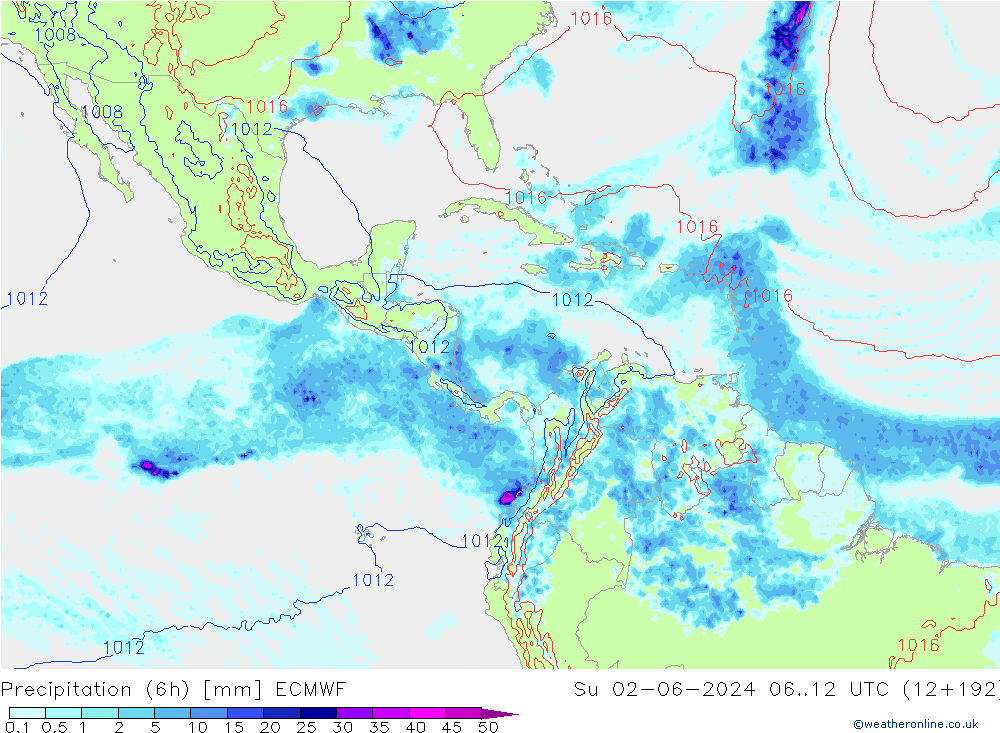 Z500/Rain (+SLP)/Z850 ECMWF So 02.06.2024 12 UTC