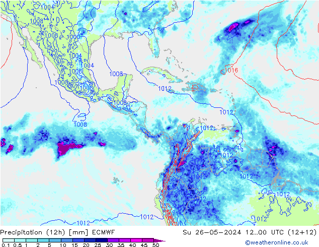 Yağış (12h) ECMWF Paz 26.05.2024 00 UTC