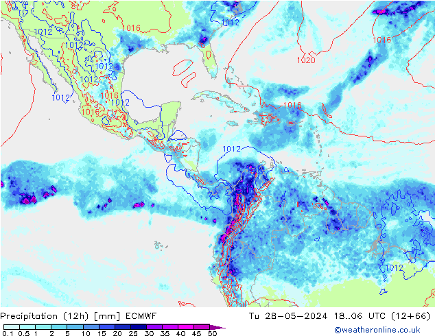 Precipitation (12h) ECMWF Tu 28.05.2024 06 UTC