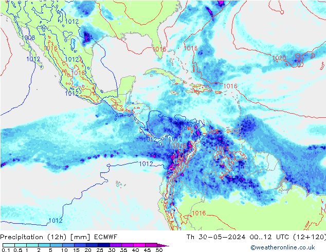 Precipitation (12h) ECMWF Th 30.05.2024 12 UTC