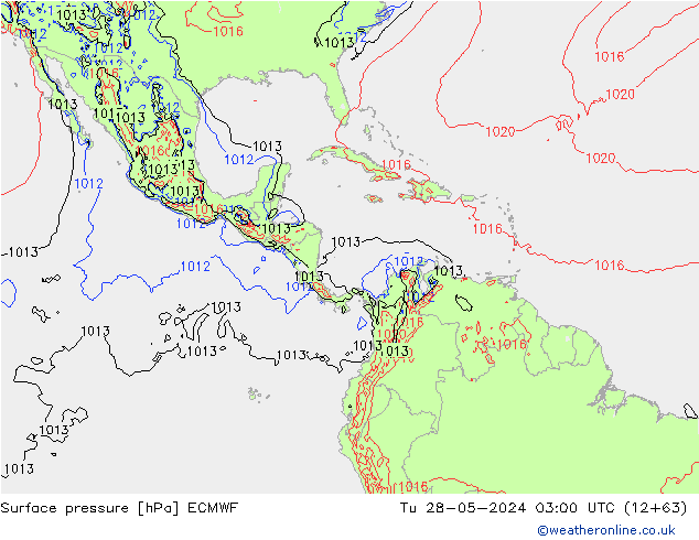 Luchtdruk (Grond) ECMWF di 28.05.2024 03 UTC