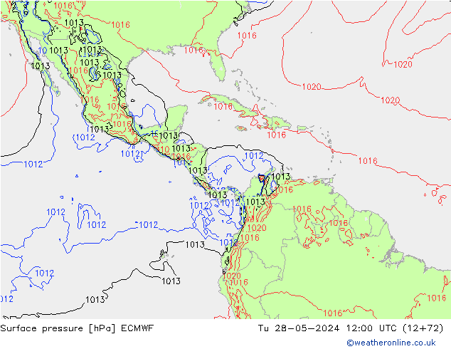 pressão do solo ECMWF Ter 28.05.2024 12 UTC