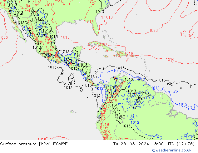 Pressione al suolo ECMWF mar 28.05.2024 18 UTC