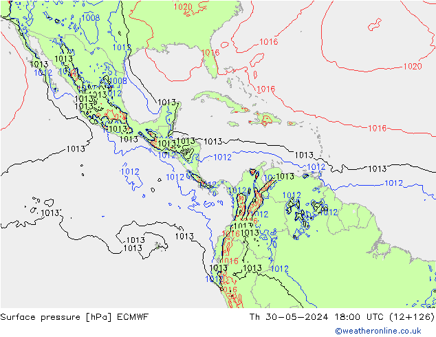 Luchtdruk (Grond) ECMWF do 30.05.2024 18 UTC