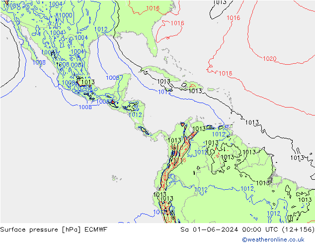 Surface pressure ECMWF Sa 01.06.2024 00 UTC