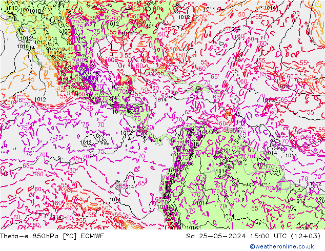 Theta-e 850hPa ECMWF Cts 25.05.2024 15 UTC