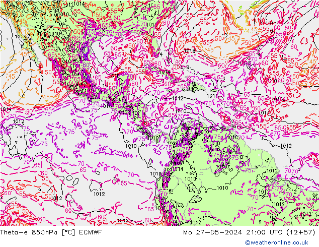 Theta-e 850hPa ECMWF Seg 27.05.2024 21 UTC