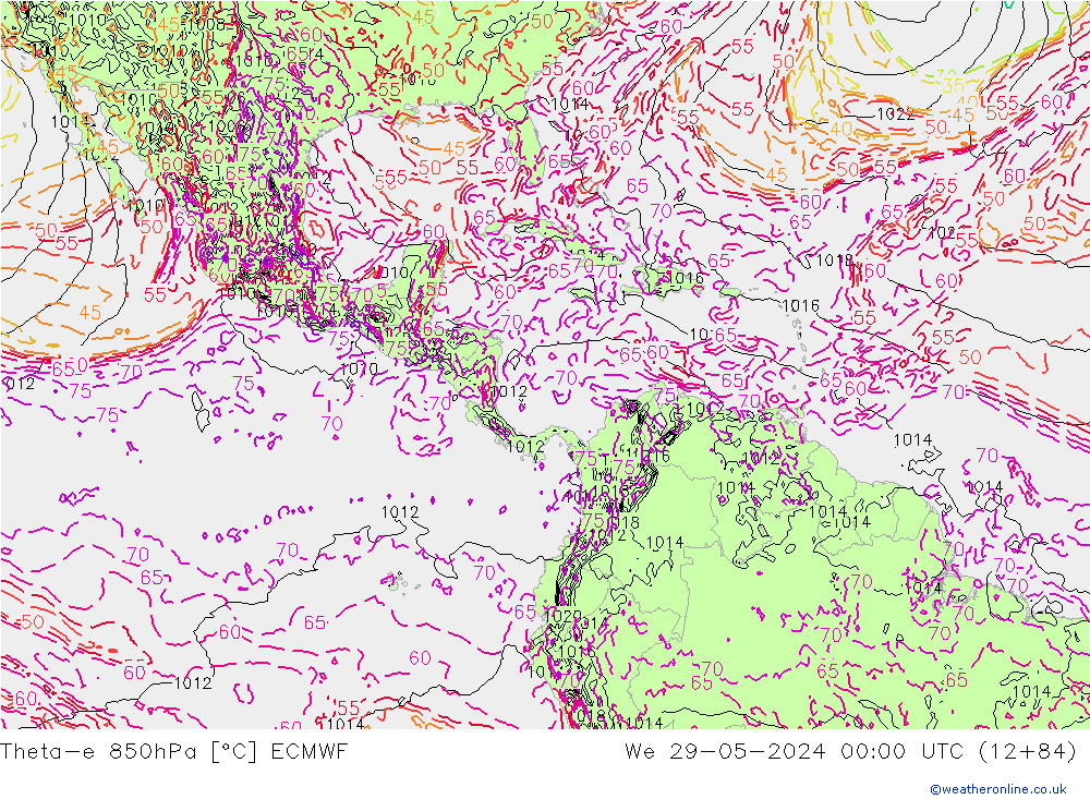 Theta-e 850гПа ECMWF ср 29.05.2024 00 UTC
