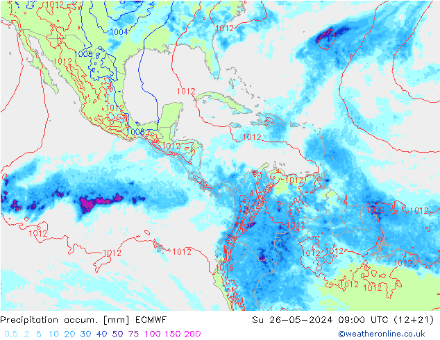 Toplam Yağış ECMWF Paz 26.05.2024 09 UTC