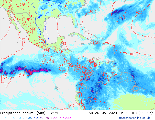 Precipitation accum. ECMWF nie. 26.05.2024 15 UTC