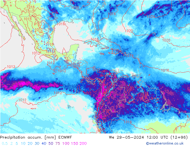 Precipitation accum. ECMWF St 29.05.2024 12 UTC