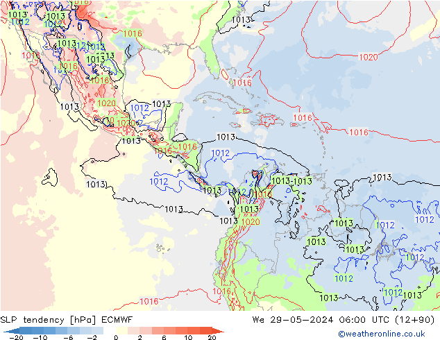 SLP tendency ECMWF We 29.05.2024 06 UTC