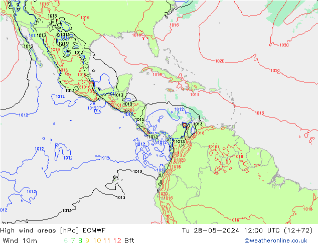 High wind areas ECMWF mar 28.05.2024 12 UTC