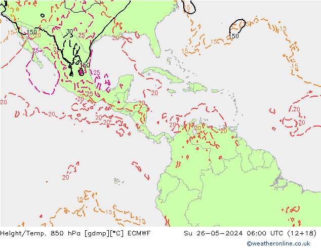 Z500/Rain (+SLP)/Z850 ECMWF dim 26.05.2024 06 UTC