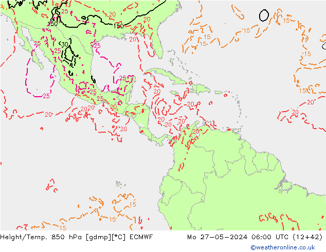 Height/Temp. 850 hPa ECMWF Mo 27.05.2024 06 UTC