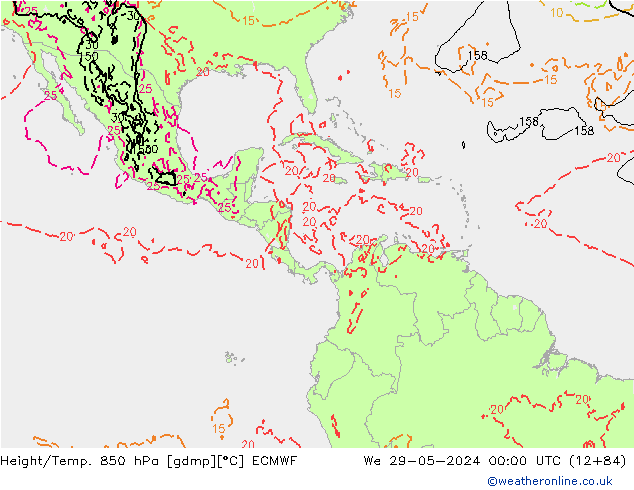 Yükseklik/Sıc. 850 hPa ECMWF Çar 29.05.2024 00 UTC