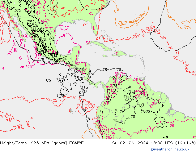 Height/Temp. 925 hPa ECMWF  02.06.2024 18 UTC