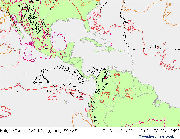 Height/Temp. 925 hPa ECMWF Tu 04.06.2024 12 UTC