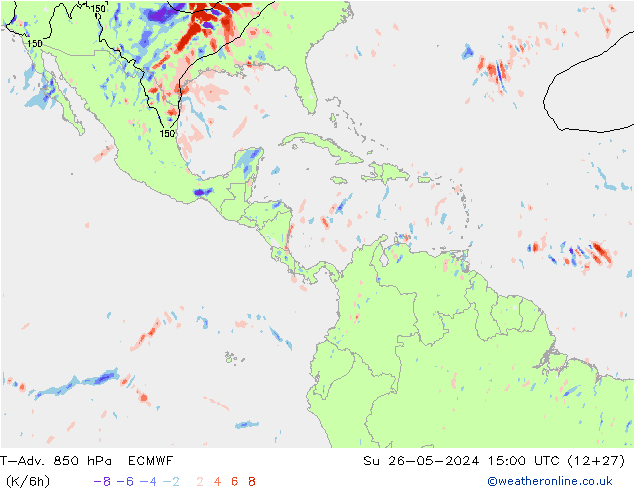 T-Adv. 850 гПа ECMWF Вс 26.05.2024 15 UTC