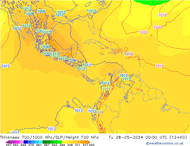 Thck 700-1000 hPa ECMWF Tu 28.05.2024 00 UTC