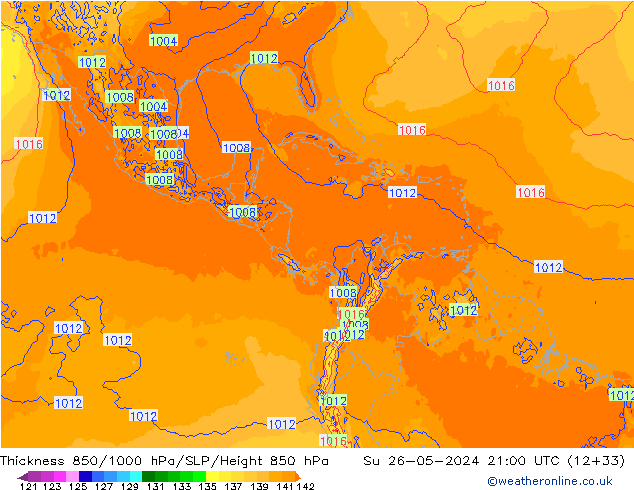 850-1000 hPa Kalınlığı ECMWF Paz 26.05.2024 21 UTC