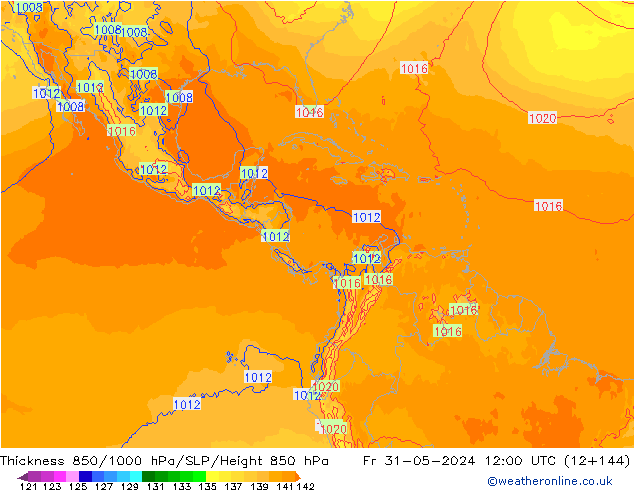 Thck 850-1000 hPa ECMWF Fr 31.05.2024 12 UTC