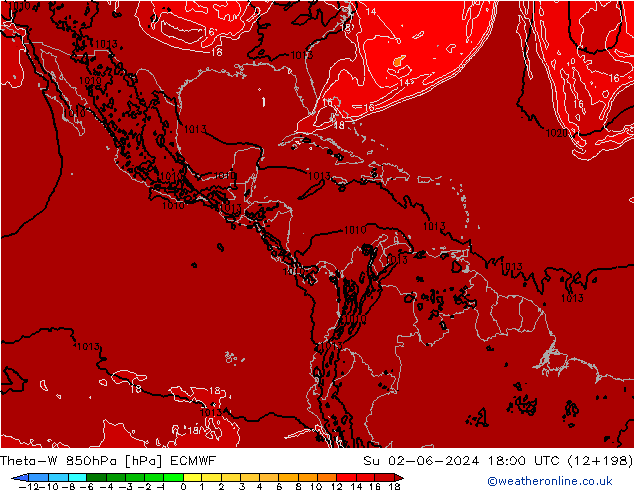 Theta-W 850hPa ECMWF So 02.06.2024 18 UTC