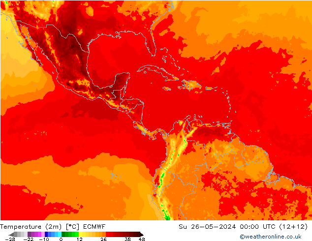 Temperaturkarte (2m) ECMWF So 26.05.2024 00 UTC