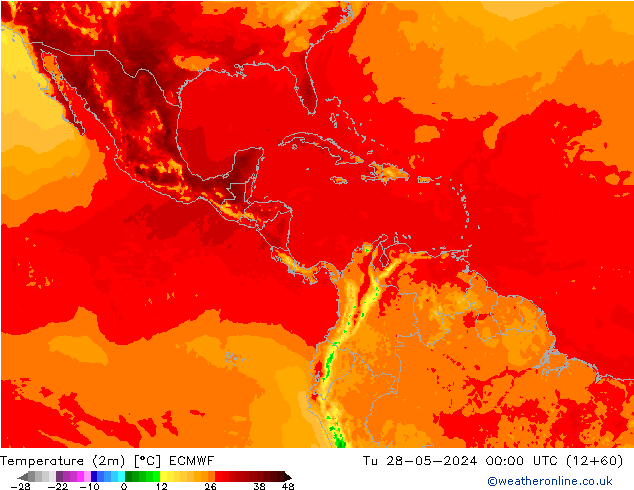 Temperatura (2m) ECMWF Ter 28.05.2024 00 UTC