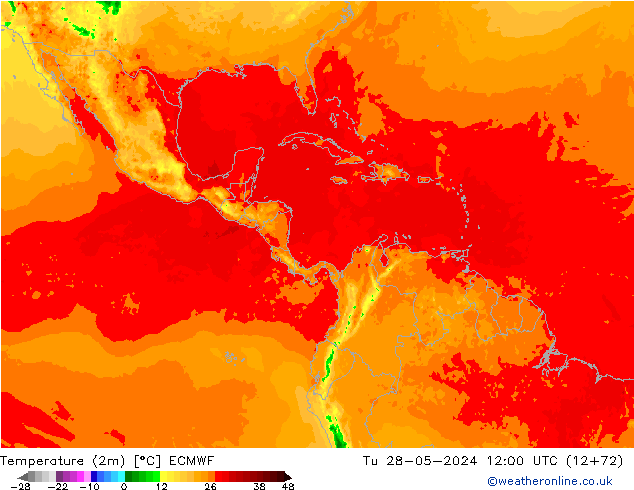 Temperatura (2m) ECMWF mar 28.05.2024 12 UTC