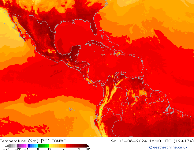 Temperature (2m) ECMWF So 01.06.2024 18 UTC