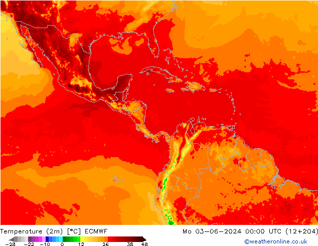 Temperatura (2m) ECMWF lun 03.06.2024 00 UTC