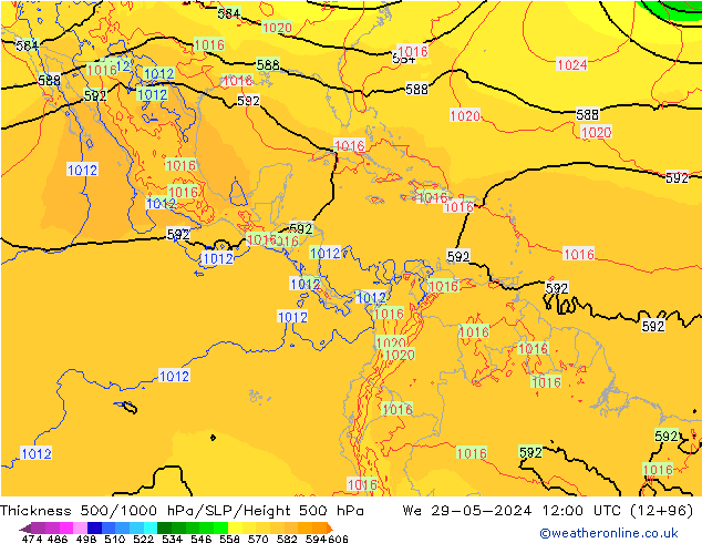 Thck 500-1000гПа ECMWF ср 29.05.2024 12 UTC