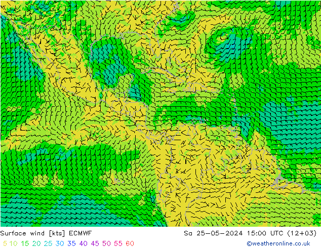 Vento 10 m ECMWF Sáb 25.05.2024 15 UTC