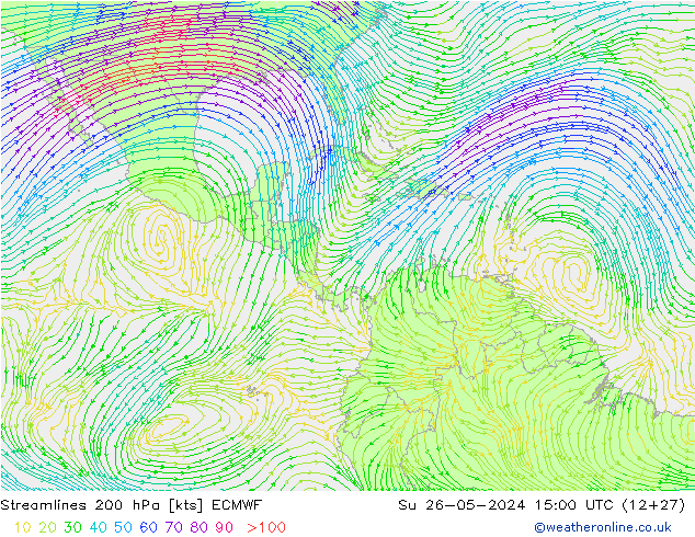 ветер 200 гПа ECMWF Вс 26.05.2024 15 UTC