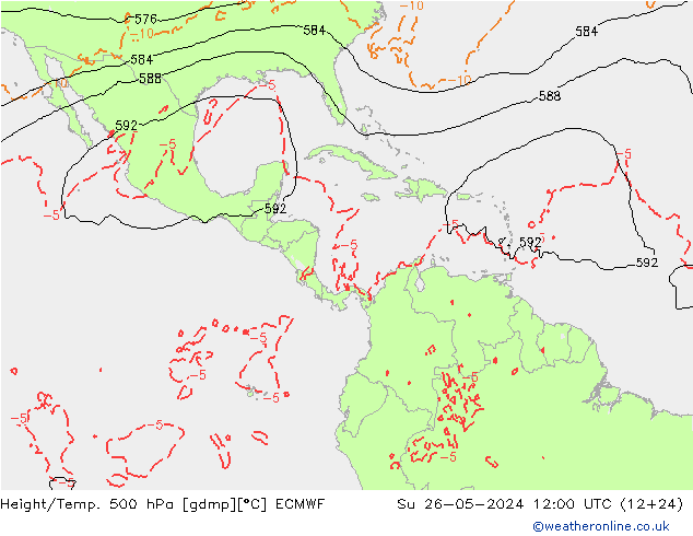 Z500/Rain (+SLP)/Z850 ECMWF dim 26.05.2024 12 UTC