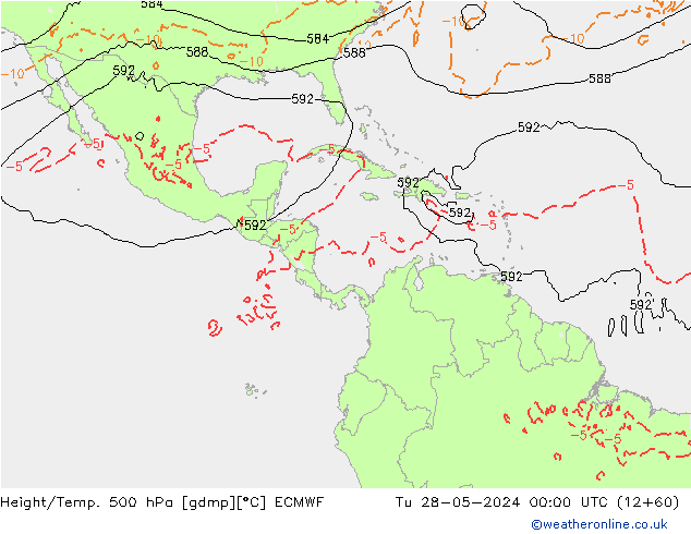 Z500/Rain (+SLP)/Z850 ECMWF Út 28.05.2024 00 UTC