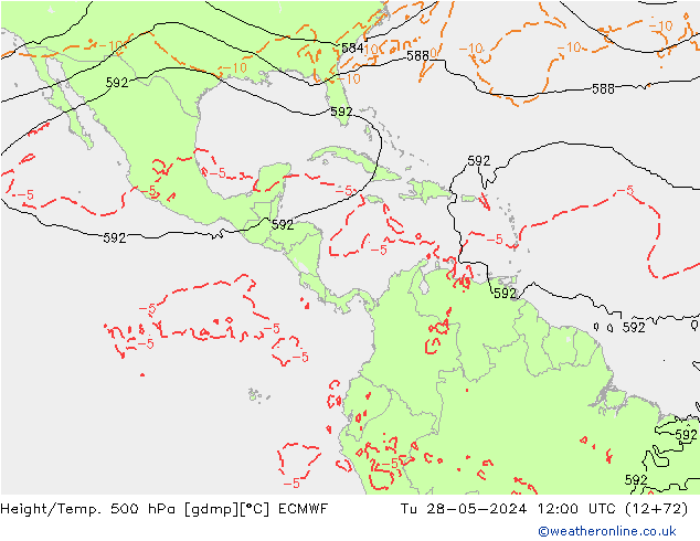 Z500/Rain (+SLP)/Z850 ECMWF Tu 28.05.2024 12 UTC