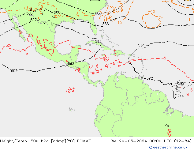 Z500/Rain (+SLP)/Z850 ECMWF mer 29.05.2024 00 UTC