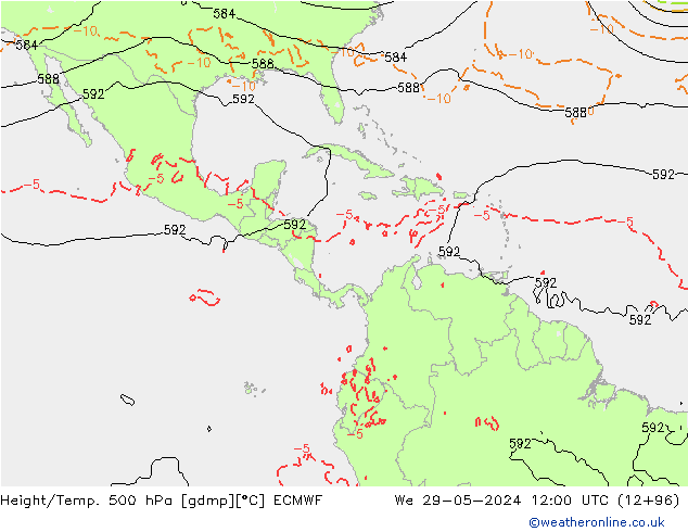 Z500/Regen(+SLP)/Z850 ECMWF wo 29.05.2024 12 UTC