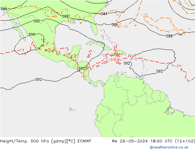 Z500/Rain (+SLP)/Z850 ECMWF ср 29.05.2024 18 UTC