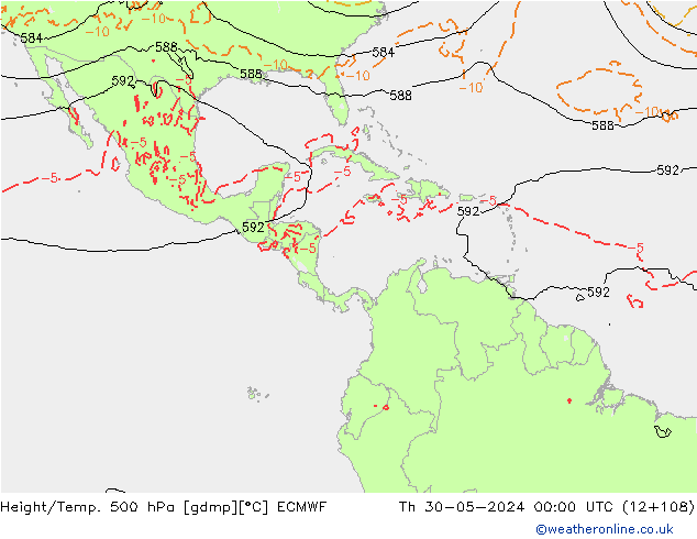 Z500/Rain (+SLP)/Z850 ECMWF Th 30.05.2024 00 UTC