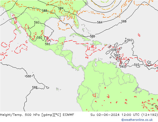 Z500/Rain (+SLP)/Z850 ECMWF So 02.06.2024 12 UTC