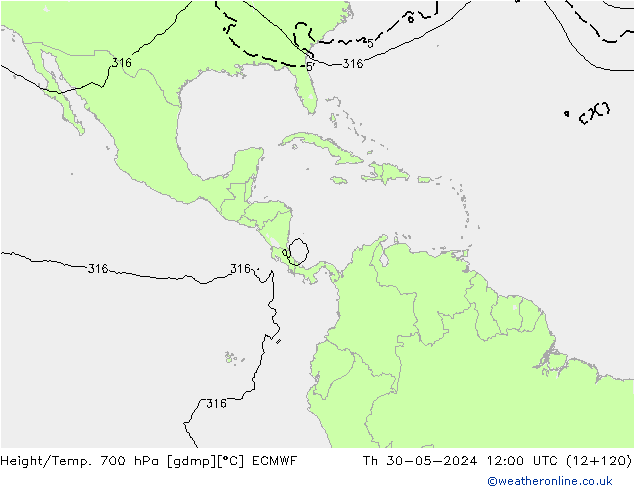Yükseklik/Sıc. 700 hPa ECMWF Per 30.05.2024 12 UTC
