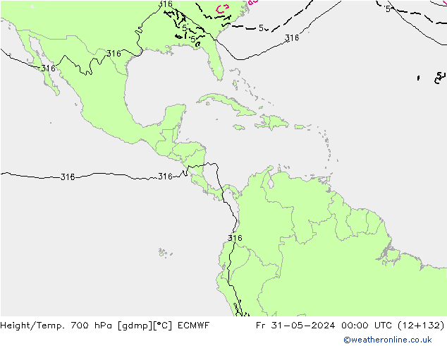 Height/Temp. 700 hPa ECMWF pt. 31.05.2024 00 UTC