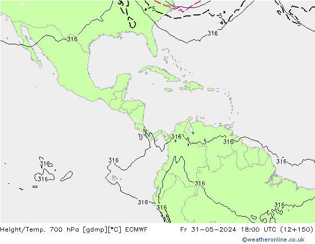 Géop./Temp. 700 hPa ECMWF ven 31.05.2024 18 UTC