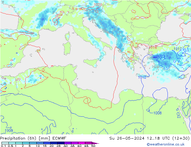 Z500/Rain (+SLP)/Z850 ECMWF Вс 26.05.2024 18 UTC