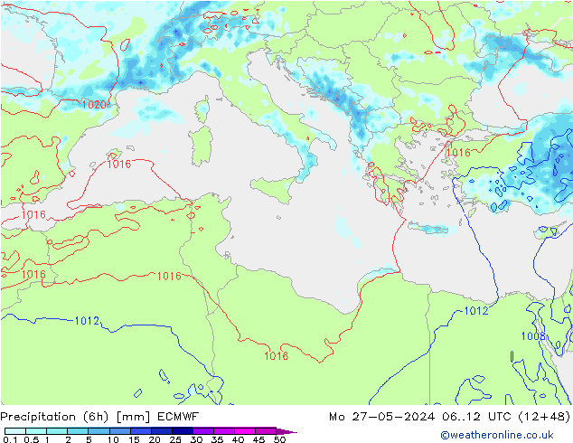 Yağış (6h) ECMWF Pzt 27.05.2024 12 UTC