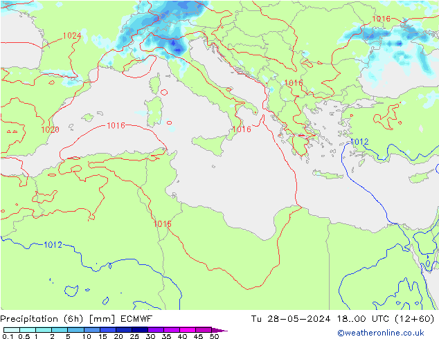 Z500/Regen(+SLP)/Z850 ECMWF di 28.05.2024 00 UTC