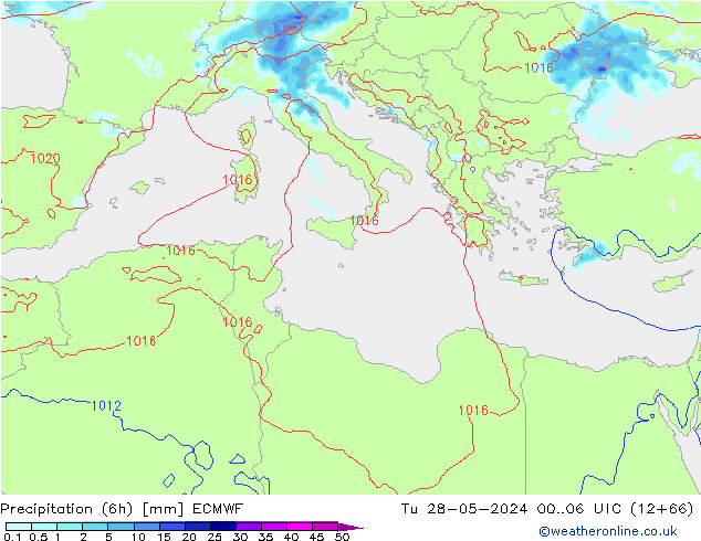 Z500/Regen(+SLP)/Z850 ECMWF di 28.05.2024 06 UTC